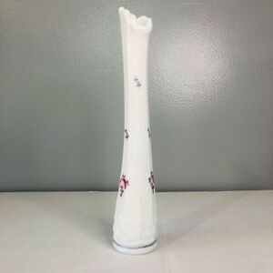 vintage westmoreland swung vase milk glass floral vase 10" hand painted cottage